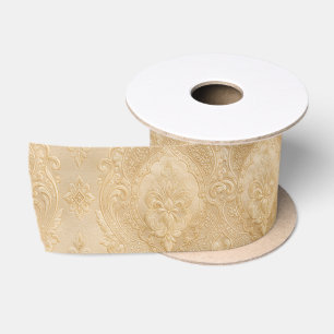 Ruban En Satin Luxueux Champagne Or Damassé
