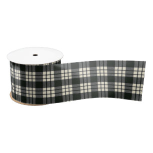 Ruban En Satin MacFarlane Tartan écossais moderne noir et blanc