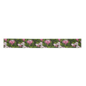 Ruban En Satin Magnolia en floraison sur vert foncé (Devant)