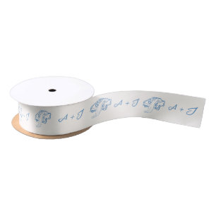 Ruban En Satin Main fantaisiste Mariage bleu marine