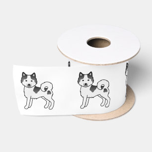 Ruban En Satin Malamute d'Alaska pie noir mignon chien de dessin