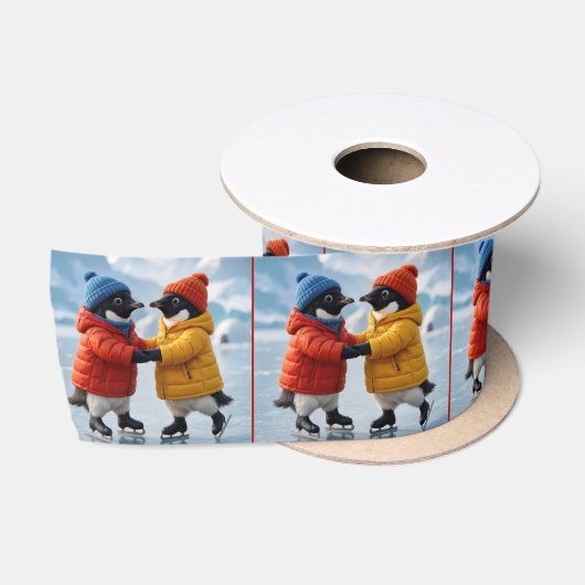 Ruban En Satin Manchots patinant (Bobine)