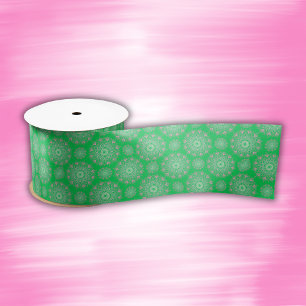 Ruban En Satin Mandala assez rose sur vert