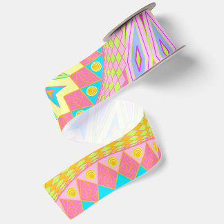 Ruban En Satin Mandala superposé Rose Bleu Jaune Menthe Violet