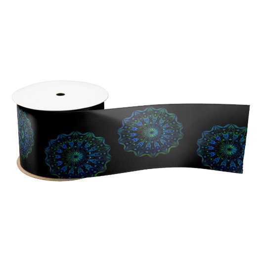 Ruban En Satin Mandala vert bleu (Bobine)