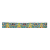 Ruban En Satin marbre abstrait tourbillons jaune turquoise bleu t (Devant)