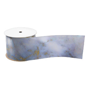 Ruban En Satin Marbre bleu et or