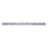 Ruban En Satin Marbre Iridescente | Tendance Faux Holo bleu rose (Devant)