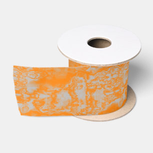Ruban En Satin Marbre orange et gris