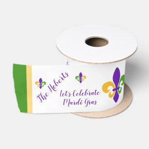 Ruban En Satin Mardi Gras NOM Vert Or Violet Fleur de Lis