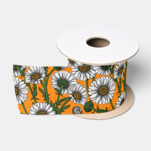 Ruban En Satin Marguerite sur ruban de satin orange