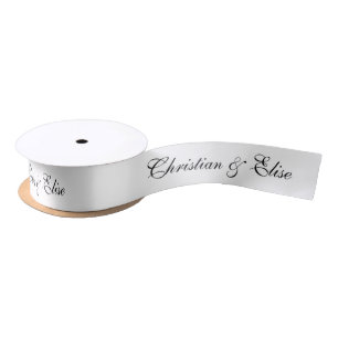 Ruban En Satin Mariage Blanc Personnalisé