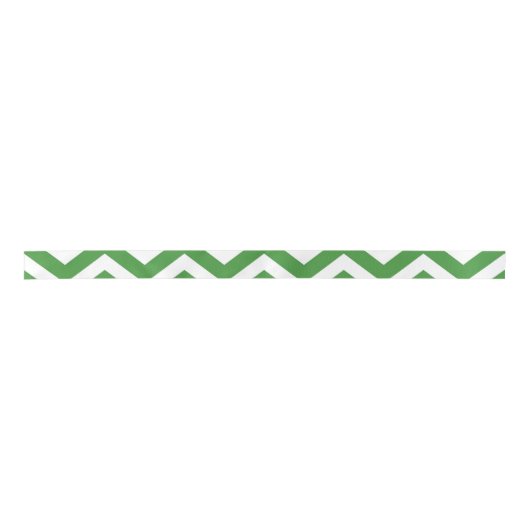 Ruban En Satin Mariage Chevron vert foncé et blanc Anniversaire (Devant)