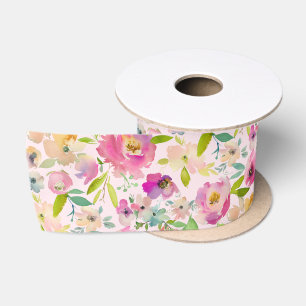 Ruban En Satin Mariage d'aquarelle rose pâle et rose pâle