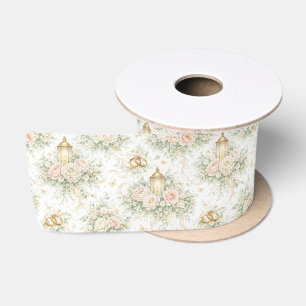 Ruban En Satin Mariage Élégant Aquarelle Florales Roses Fuschia L