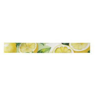 Ruban En Satin Mariage moderne citron bleu floral script