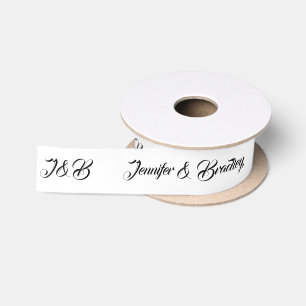 Ruban En Satin Mariage Monogramme Personnalisé Noms Noir Blanc