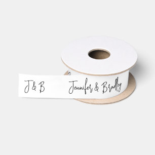 Ruban En Satin Mariage Monogramme Personnalisé Noms Noir Blanc