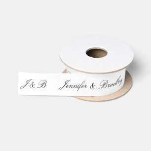 Ruban En Satin Mariage Monogramme Personnalisé Noms Noir Blanc