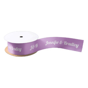Ruban En Satin Mariage Monogramme Simple Élégant Nom Personnalisé