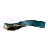 Ruban En Satin Mariage motif d'agate turquoise (Bobine)