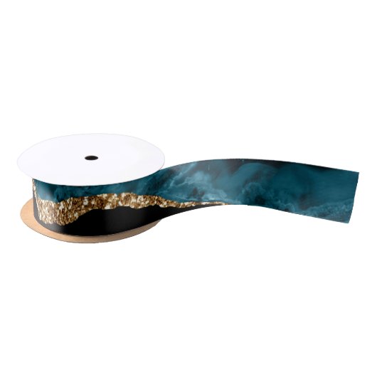 Ruban En Satin Mariage motif d'agate turquoise (Bobine)