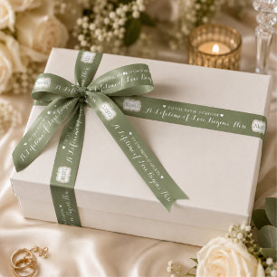 Ruban En Satin Mariage personnalisé avec monogramme de mariés en