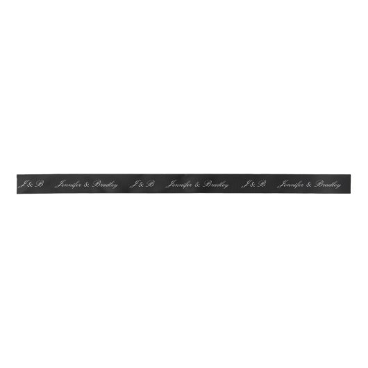 Ruban En Satin Mariage Simple Monogramme Nom élégant Personnalisé (Devant)