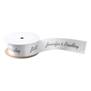 Ruban En Satin Mariage simple Monogramme Nom personnalisé