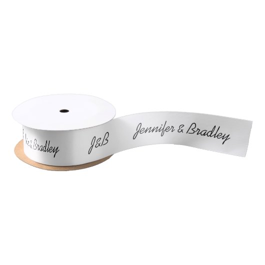 Ruban En Satin Mariage simple Monogramme Nom personnalisé (Bobine)