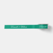 Ruban En Satin Mariage Vert Émeraude Élégant Script Calligraphie (Devant)