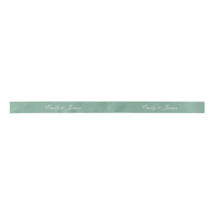 Ruban En Satin Mariage Vert Sauge Motif Noms Personnalisés