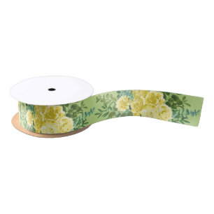 Ruban En Satin Mariage Vintage Rose de printemps jaune et vert