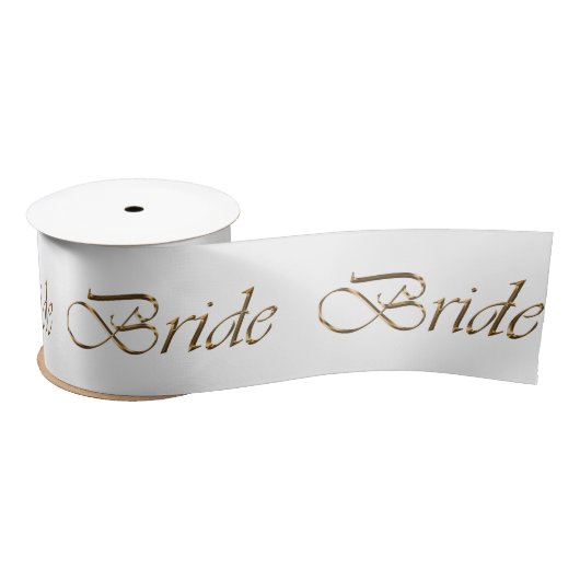 Ruban En Satin Mariée or écriture calligraphique modèle élégant c (Bobine)