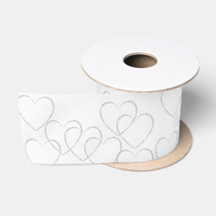Ruban En Satin Mariés Personnalisés Cœurs de Mariage en Argent