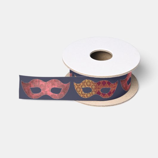 Ruban En Satin Masques de mascarade de Bourgogne motif (Bobine)