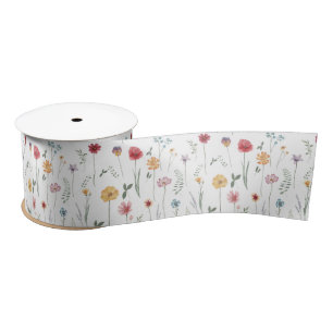 Ruban En Satin Meadow Fleur sauvage Motif Cottagecore Boho Vibe