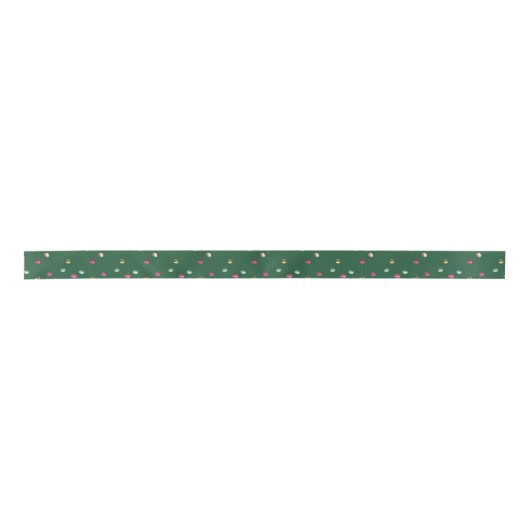 Ruban En Satin Med Dusky Green avec points multicolores ronds (Devant)