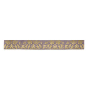 Ruban En Satin Médaillon doré et mauve fumé antique vintage