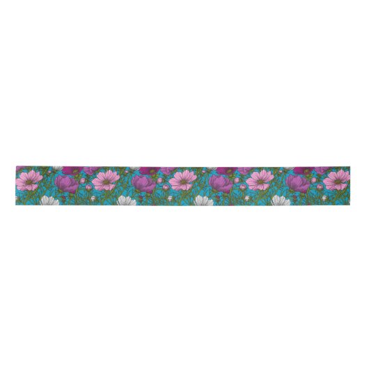 Ruban En Satin Mélange cosmos bleu (Devant)