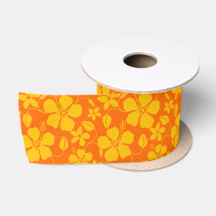 RUBAN EN SATIN MÉLANGE ORANGE HULA HAWAIEN (HIBISCUS)