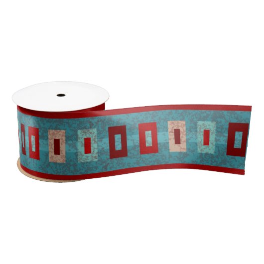 Ruban En Satin Mesas Sud-Ouest Retro Vibe Turquoise & Rouge (Bobine)