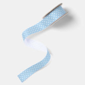 Ruban En Satin Micro Hearts Blanc - Bleu Bébé (Dos)