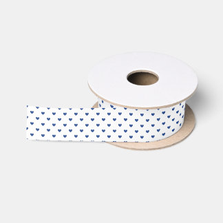 Ruban En Satin Micro Hearts True Blue - Blanc