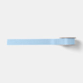 Ruban En Satin Micro pois blanc - Bleu bébé (Devant)