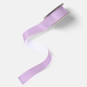 Ruban En Satin Micro pois blanc - Douce lilas