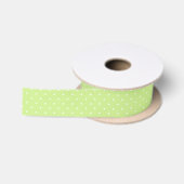Ruban En Satin Micro pois blanc - Vert printemps (Bobine)
