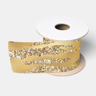 Ruban En Satin Mignon motif imprimé peau de tigre doré pour amour