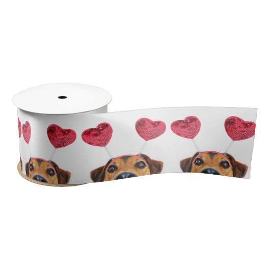 Ruban En Satin Mignonne Valentine's Day Chien Funny Heart Headban (Bobine)