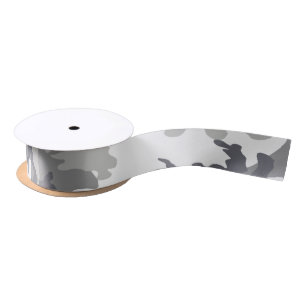 Ruban En Satin Militaires blancs et gris camouflés